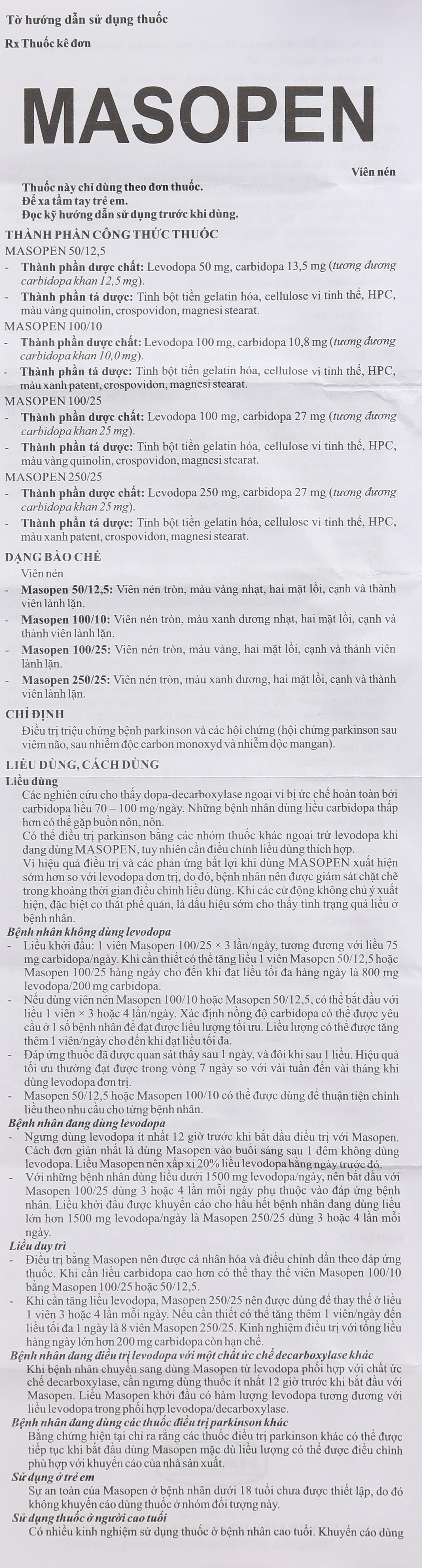 Masopen 100/10 điều trị hội chứng Parkinson (3 vỉ x 10 viên) - 9